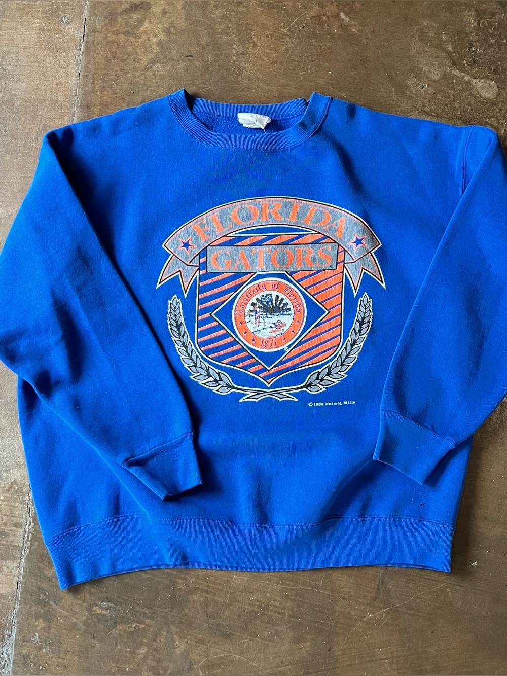 Vintage 1989 Nutmeg Mills Florida Gators Crest Logo Crewneck Sweatshirt Football